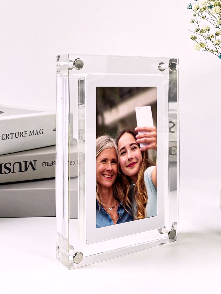 Acrylic Digital Photo Frame - Clear Modern Display