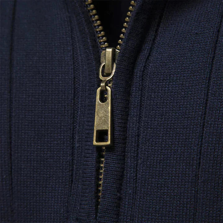 Men's Quarter-Zip Sweater | Ribbed Knit Classic Design
