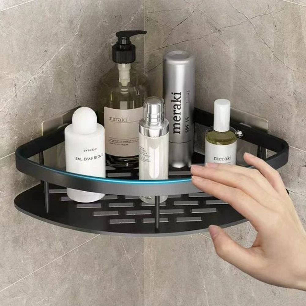 Aluminium Shower Caddy - Curved Wall-Mounted Storage Shelf