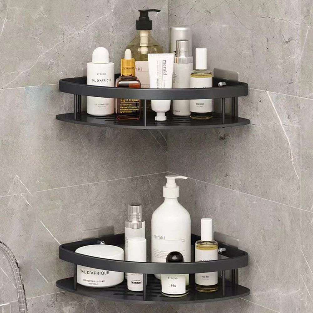 Aluminium Shower Caddy - Curved Wall-Mounted Storage Shelf