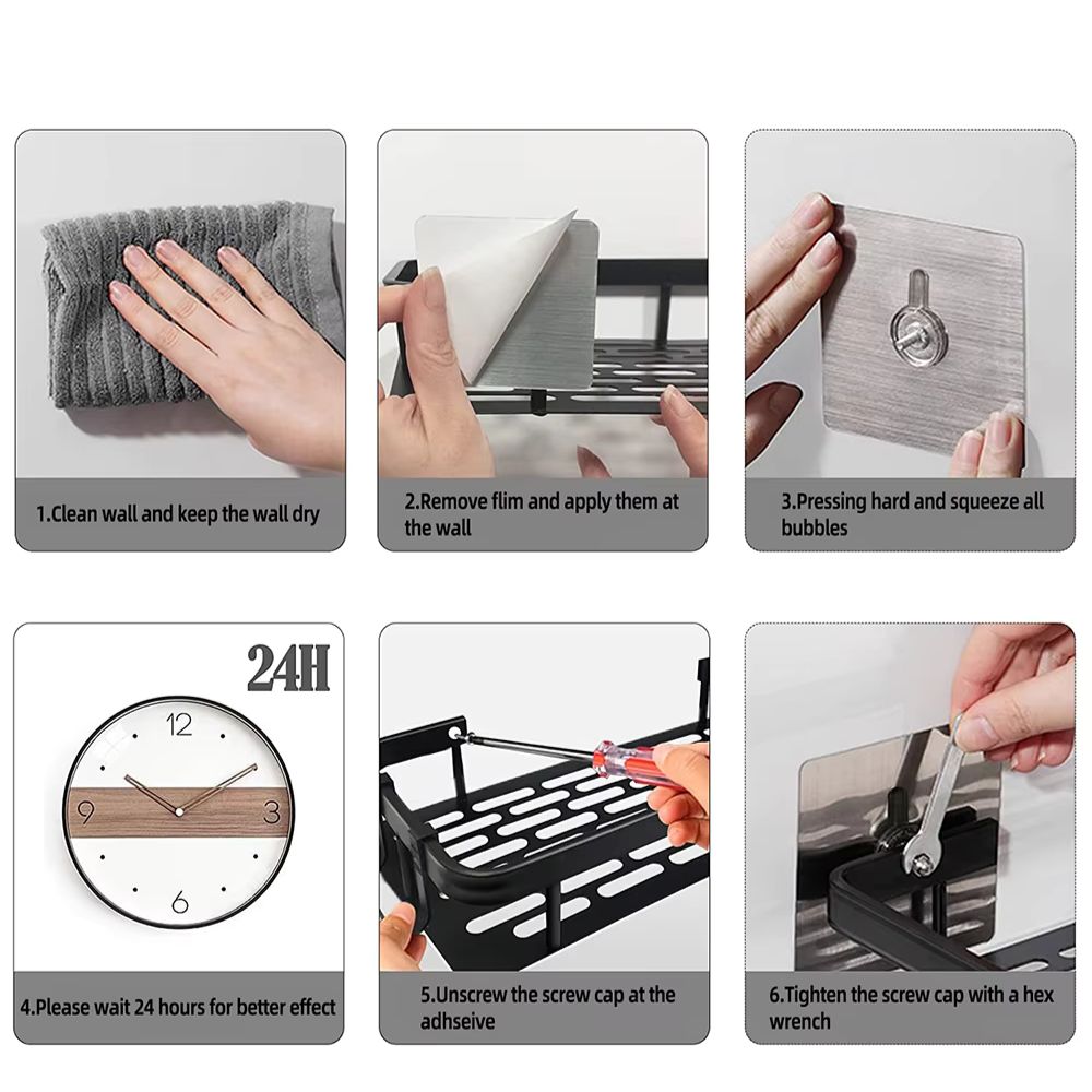 Aluminium Shower Caddy - Curved Wall-Mounted Storage Shelf