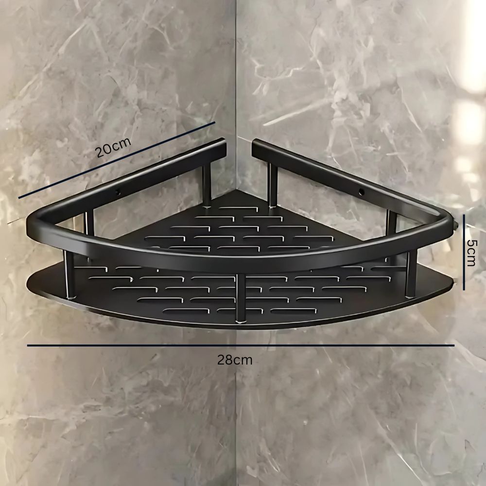 Aluminium Shower Caddy - Curved Wall-Mounted Storage Shelf