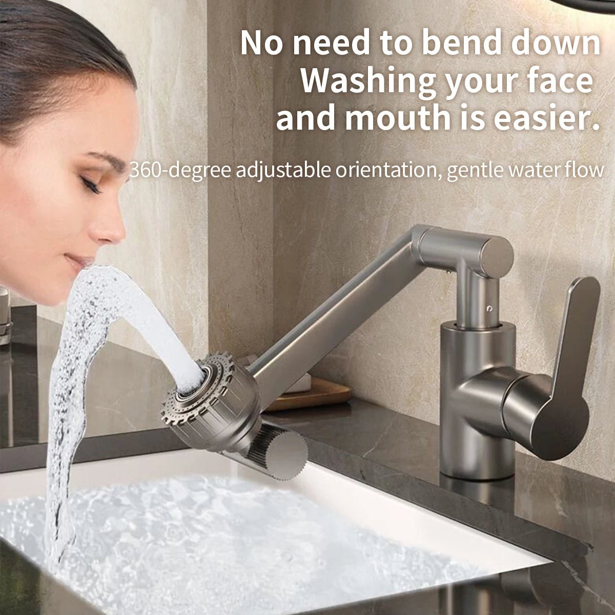Kitchen Faucet with Flexible Arm | 360° Swivel, Dual Spray