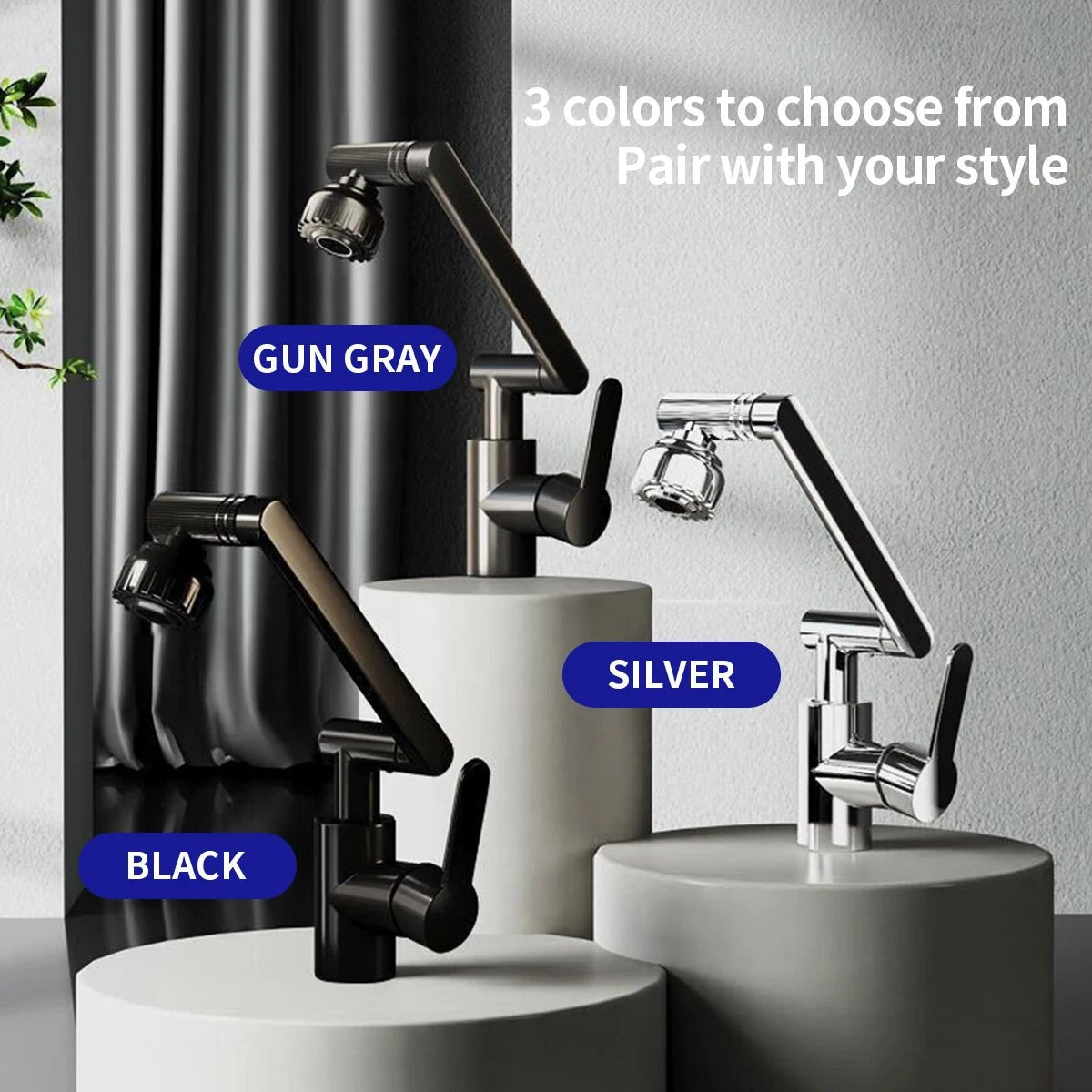Kitchen Faucet with Flexible Arm | 360° Swivel, Dual Spray