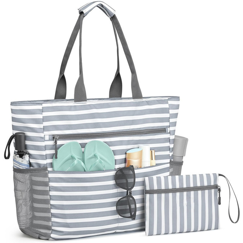 Waterproof Beach Bag - Large Foldable Tote with Pockets