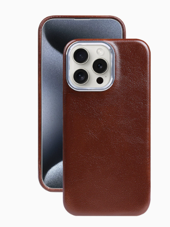 Oil Wax Genuine Leather iPhone Case (13–16, MagSafe Compatible)