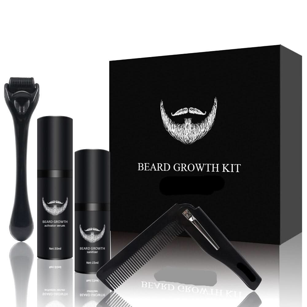 Beard Growth Kit - Dermaroller & Natural Oil Care Set