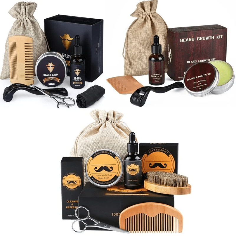 Beard Growth Kit - Dermaroller & Natural Oil Care Set