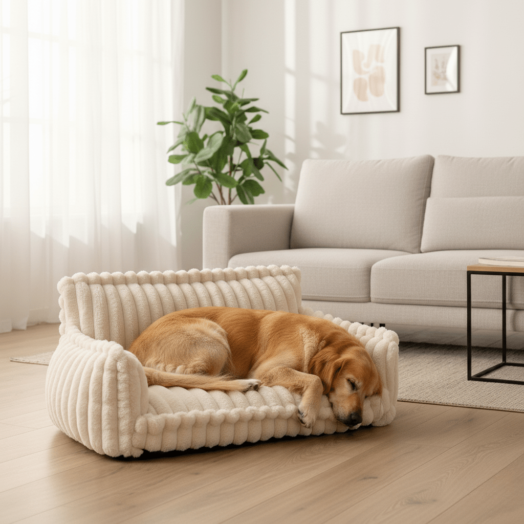 Orthopedic Dog Sofa Bed - Memory Foam with Raised Headrest