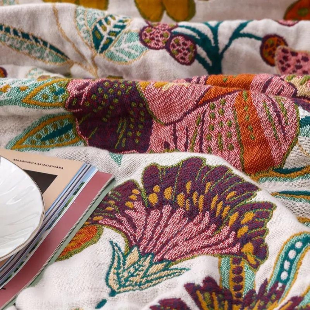 Charm Floral Reversible Cotton Blanket Throw