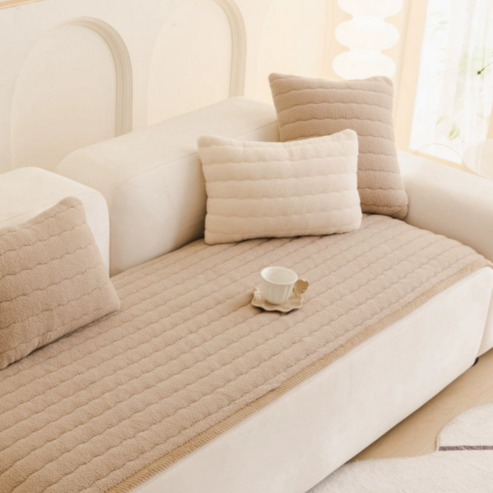 Thick Plush Couch Cover, Scratch-Resistant Sofa Throw