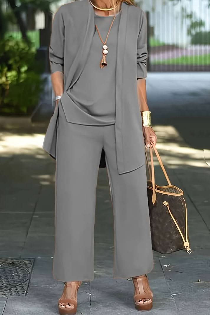 3-Piece Summer Lounge Set with Flowy Pants & Cover-Up
