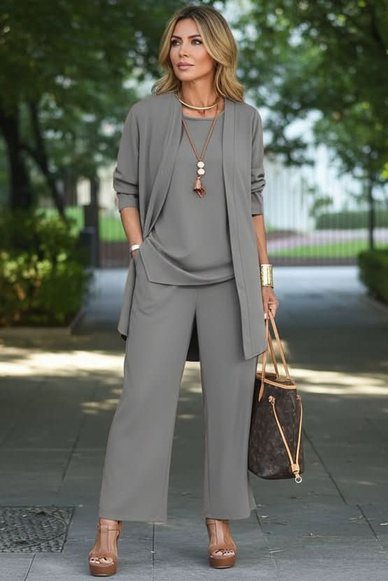 3-Piece Summer Lounge Set with Flowy Pants & Cover-Up