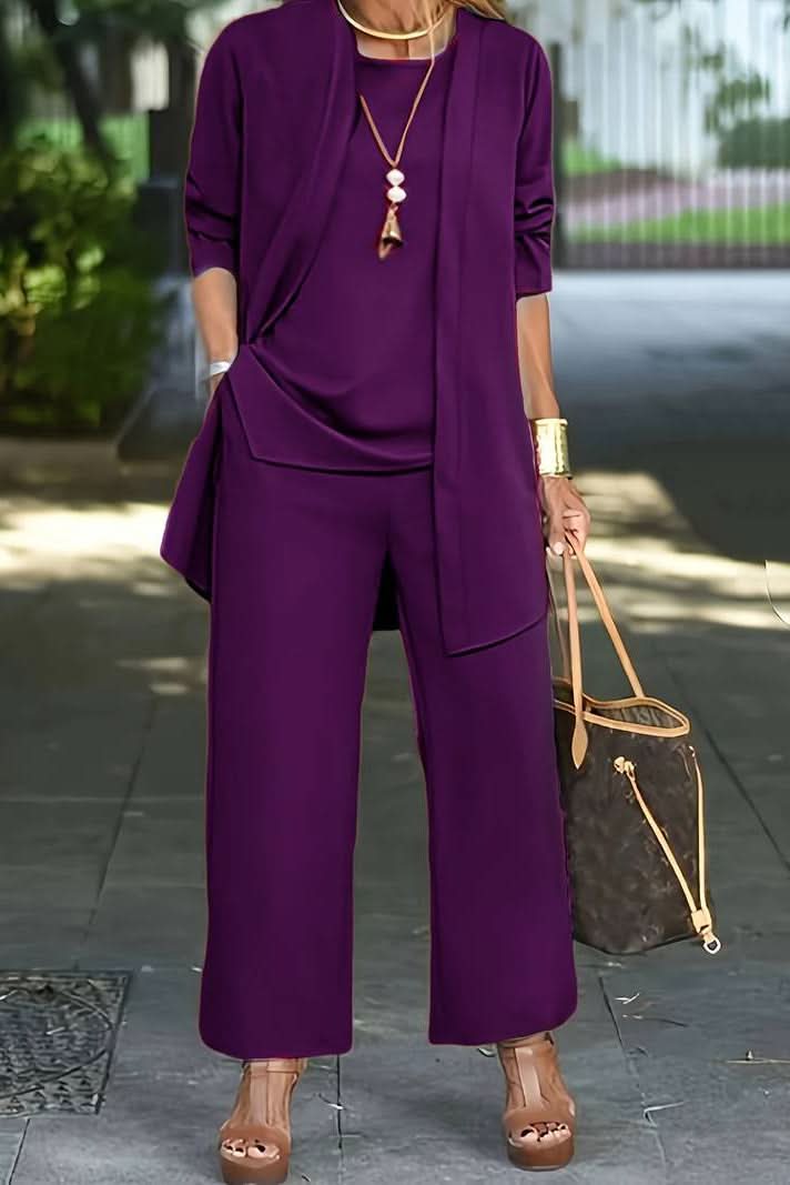 3-Piece Summer Lounge Set with Flowy Pants & Cover-Up