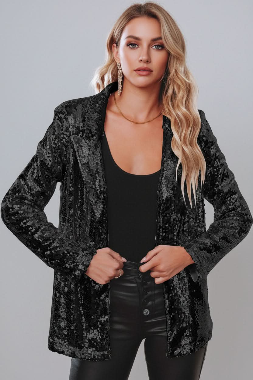 Shimmering Sequin Blazer with Tailored Fit