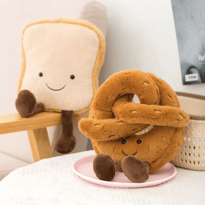 Soft Food-Themed Plush Toy - Bread, Pretzel & Croissant