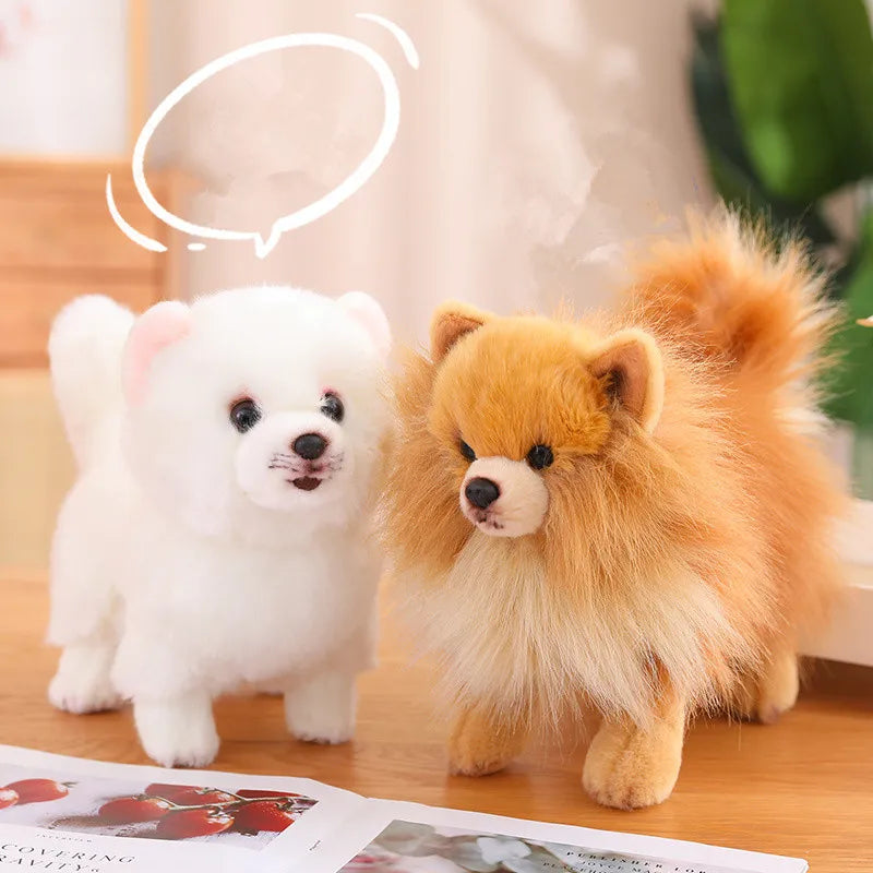 Plush Pomeranian Dog Toy - Realistic 12-Inch Stuffed Animal