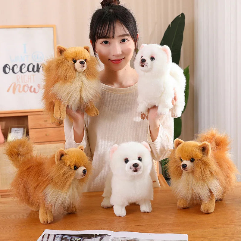 Plush Pomeranian Dog Toy - Realistic 12-Inch Stuffed Animal