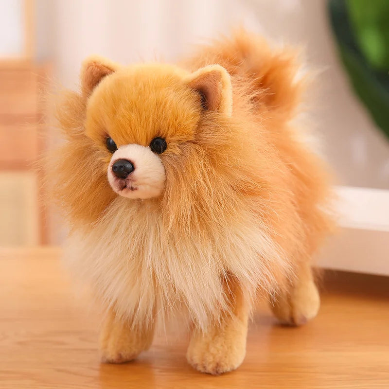 Plush Pomeranian Dog Toy - Realistic 12-Inch Stuffed Animal