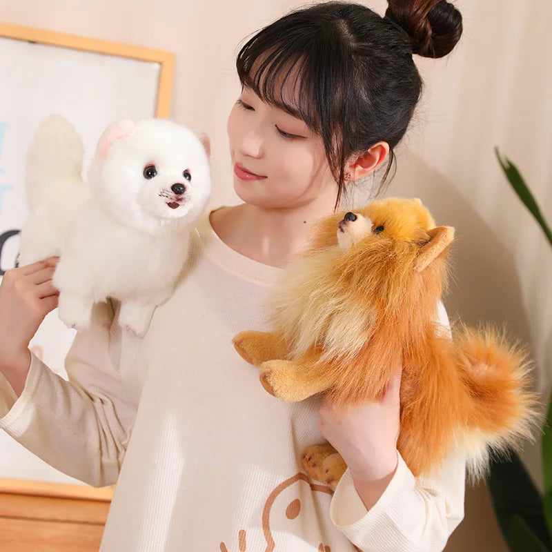 Plush Pomeranian Dog Toy - Realistic 12-Inch Stuffed Animal