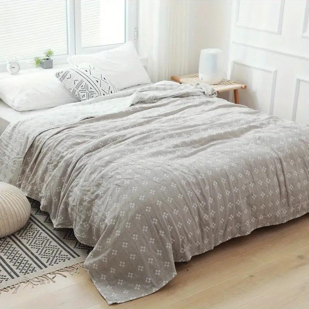 Diamond Dot Cotton Blanket - Soft 3-Layer Gauze Throw