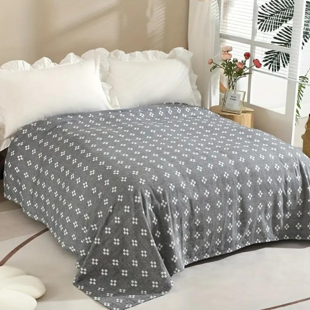 Diamond Dot Cotton Blanket - Soft 3-Layer Gauze Throw