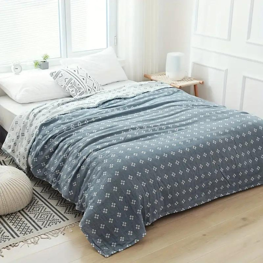 Diamond Dot Cotton Blanket - Soft 3-Layer Gauze Throw