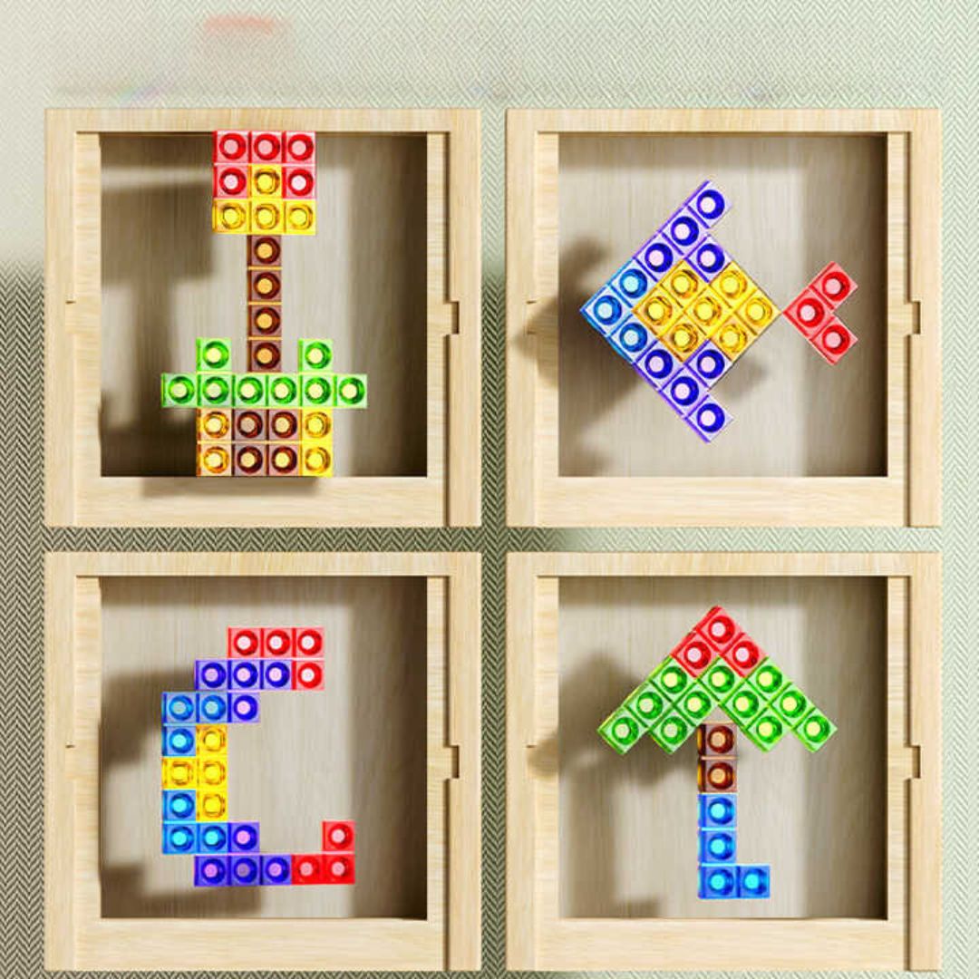Wooden Tetris Board Game – Colourful Educational Puzzle Set