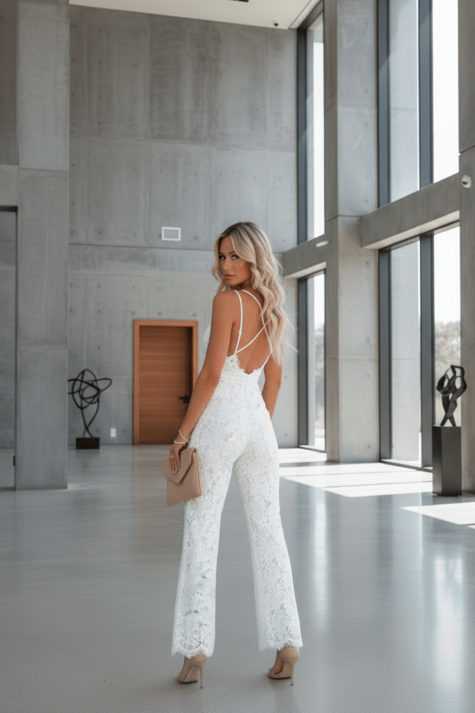 Luxe Wide Leg Jumpsuit with Refined Lace Detailing