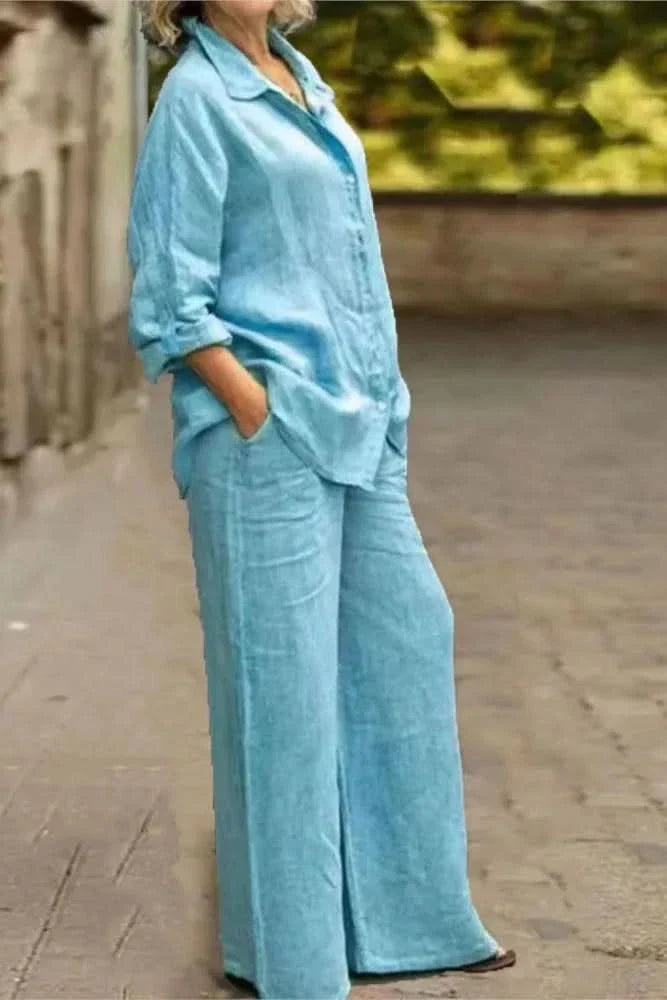 Wide Leg Matching Co-Ord Outfit Set for Effortless Style