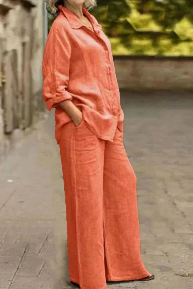 Wide Leg Matching Co-Ord Outfit Set for Effortless Style