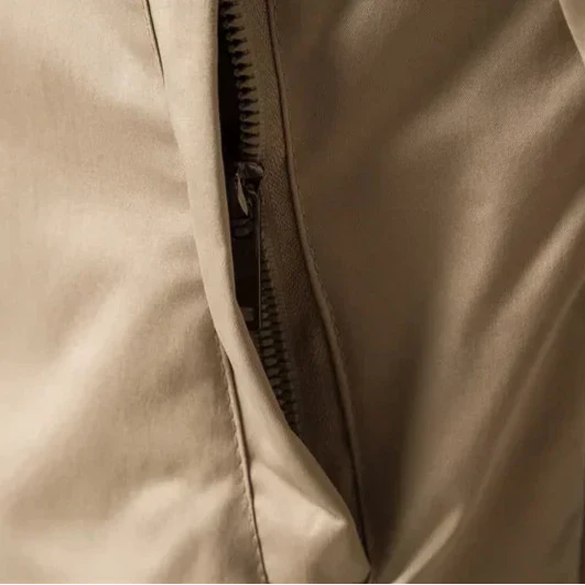 Classic Bomber Jacket - Cotton Blend with Striped Ribbing
