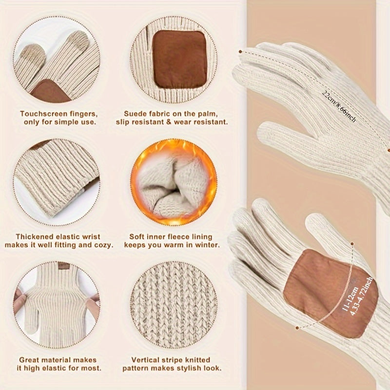 3-in-1 Winter Knit Hat, Scarf & Touchscreen Gloves Set