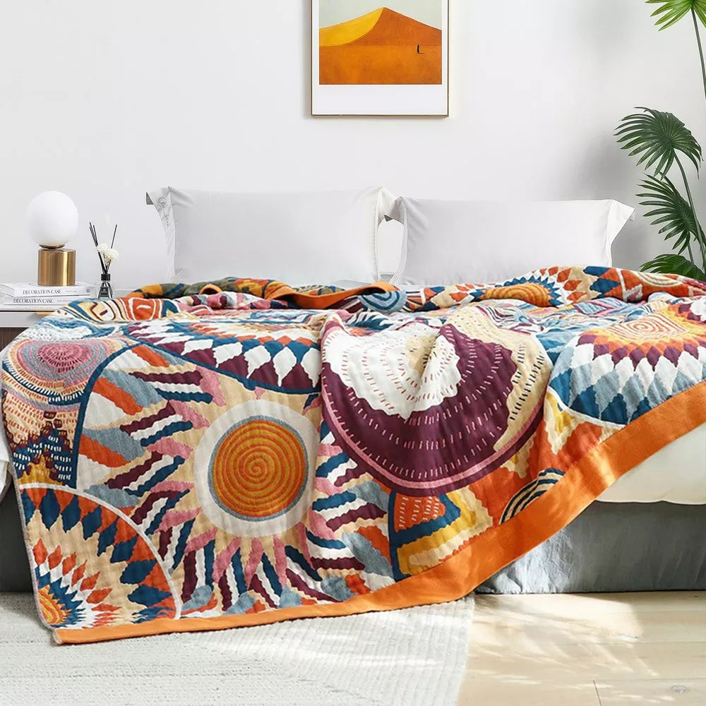Sunburst Cotton Blanket - Soft Lightweight All-Season Throw