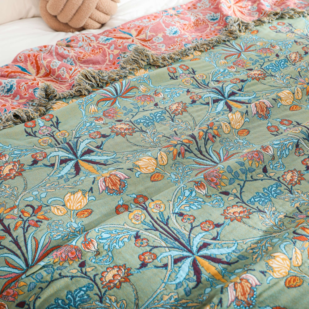Wild Petal Reversible Cotton Throw Bedspread