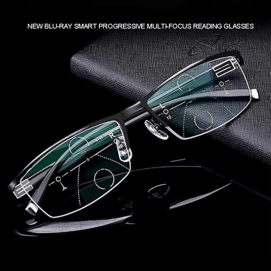 Progressive Multifocal Glasses with Blue Light and Anti-Glare Coating