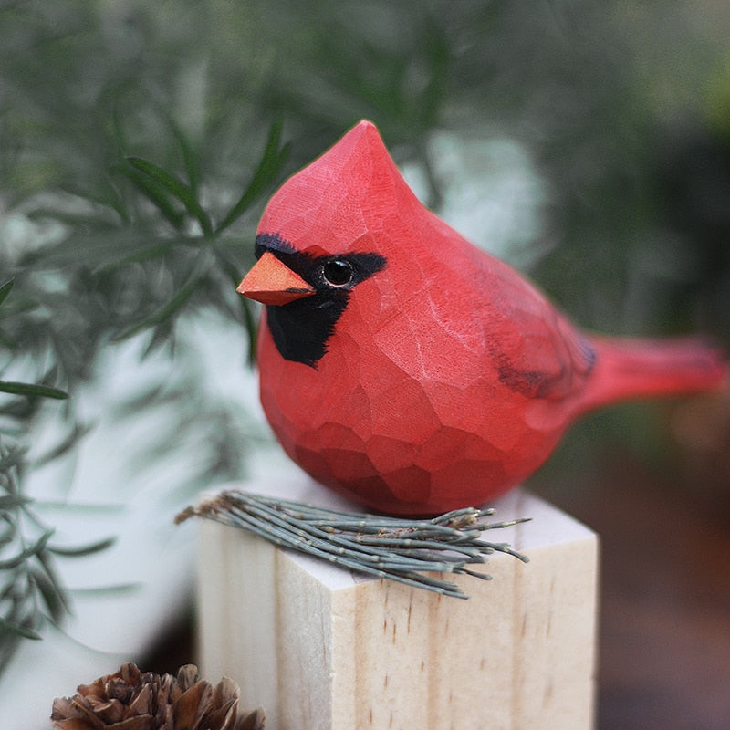Scandinavian Bird Ornament – Hand-Carved Wooden Robin Design