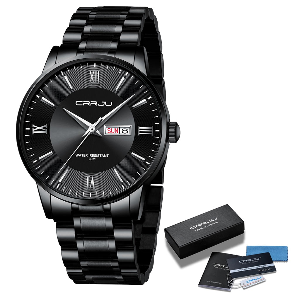 Men's Waterproof Sports Watch - Stainless Steel Chronograph