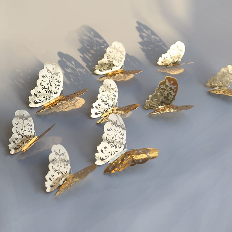 3D Butterfly Wall Decor Stickers, Metallic Finish Set