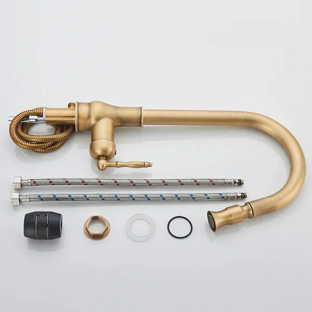 VintageTap Antique Brass Kitchen Mixer Tap, Swivel Spout