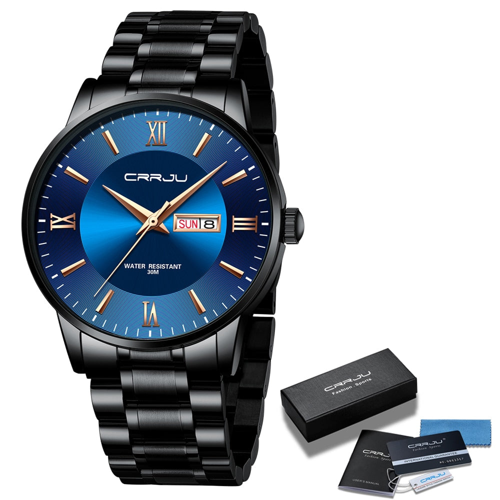 Men's Waterproof Sports Watch - Stainless Steel Chronograph