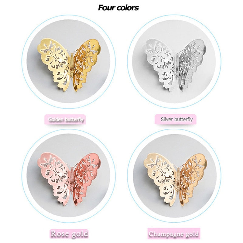 3D Butterfly Wall Decor Stickers, Metallic Finish Set