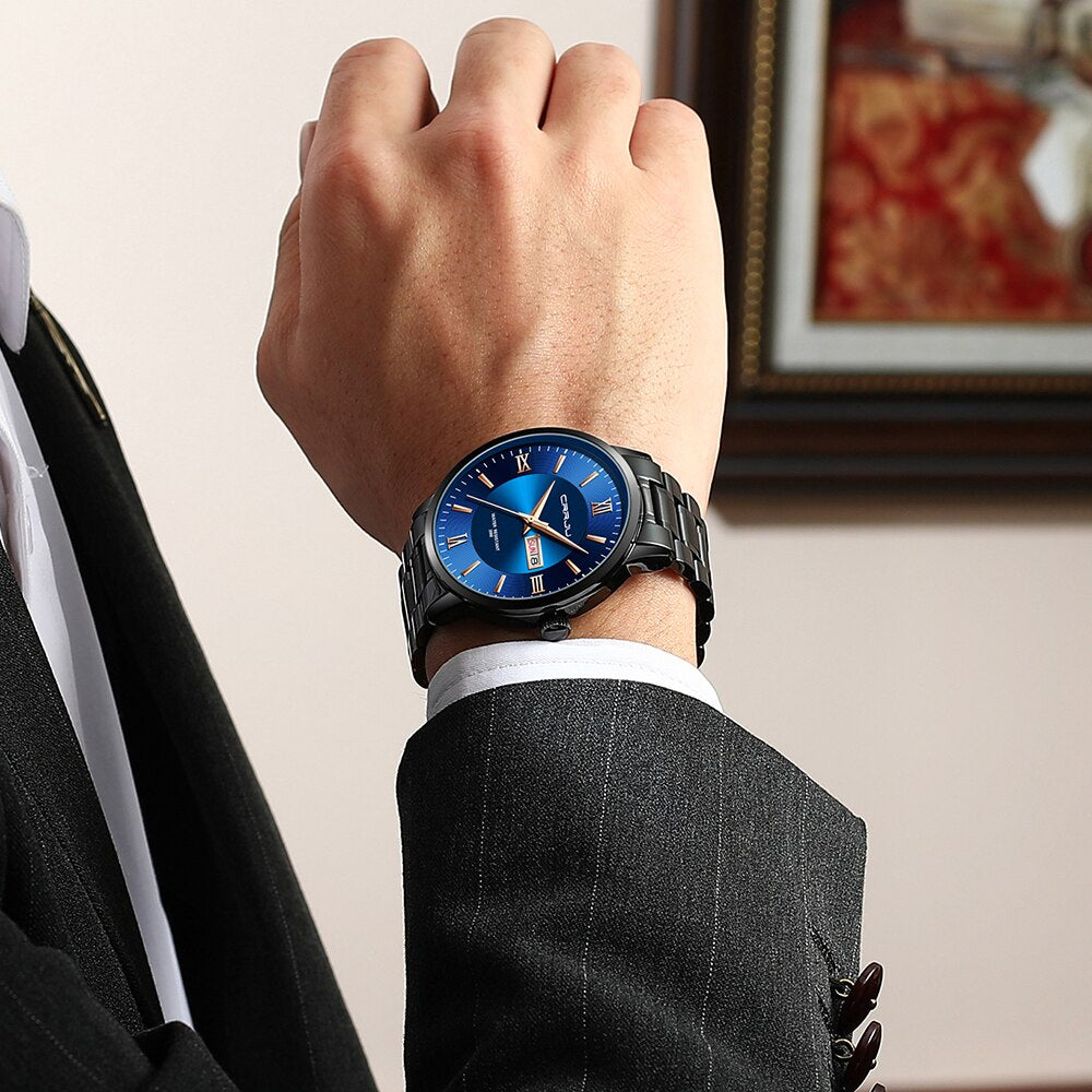 Men's Waterproof Sports Watch - Stainless Steel Chronograph