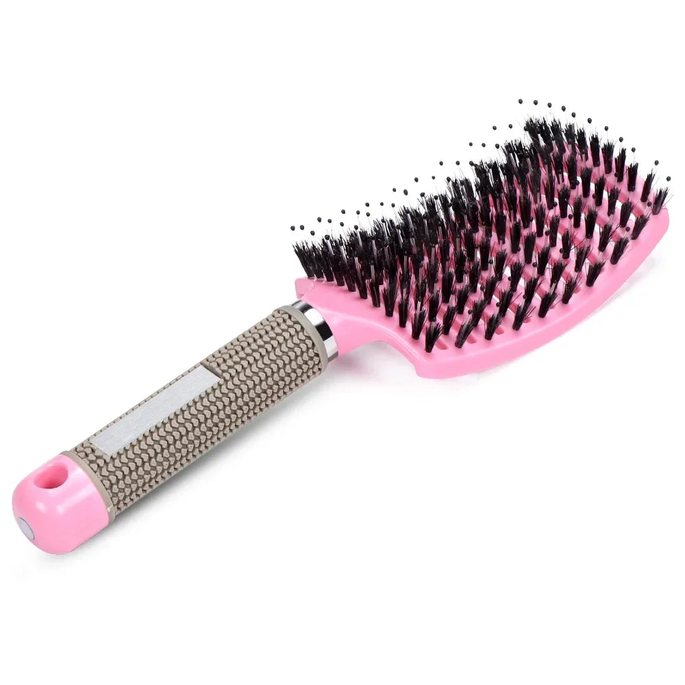 Detangling Hair Brush with Curved Bristle Design