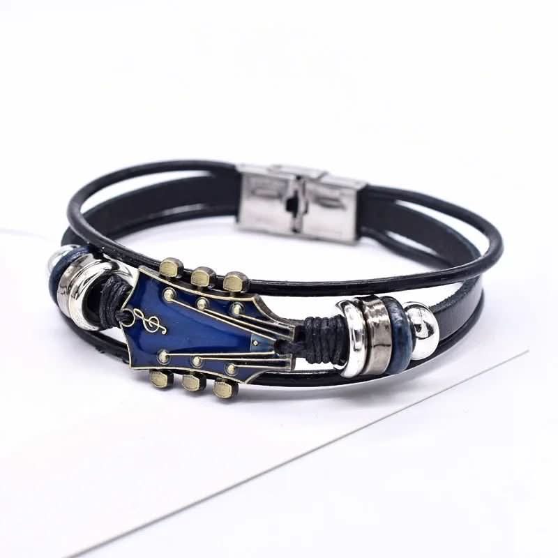 Leather Guitar Bracelet - Music-Inspired Accessory