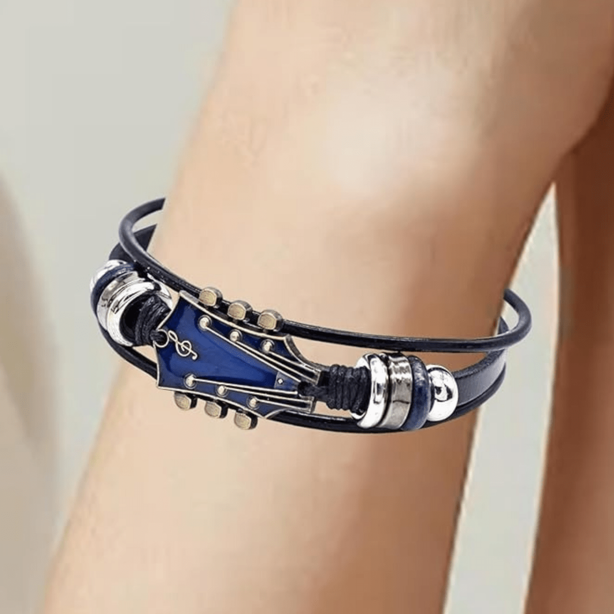Leather Guitar Bracelet - Music-Inspired Accessory