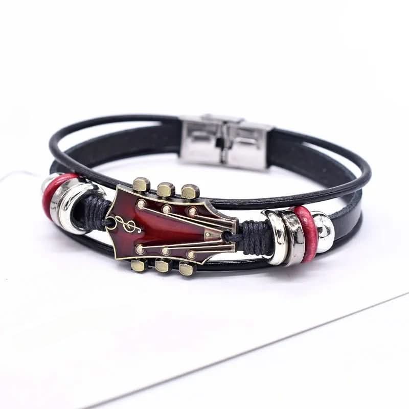 Leather Guitar Bracelet - Music-Inspired Accessory