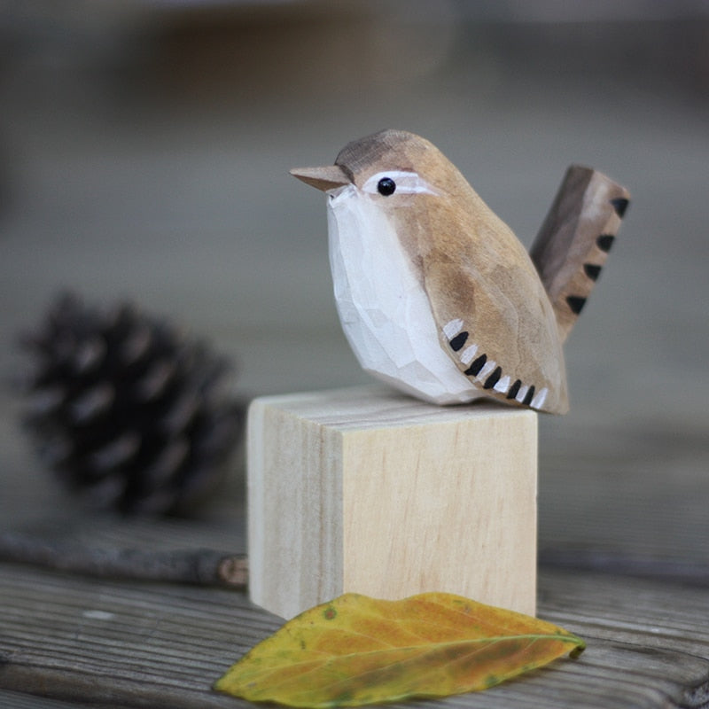 Scandinavian Bird Ornament – Hand-Carved Wooden Robin Design