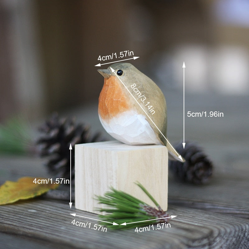 Scandinavian Bird Ornament – Hand-Carved Wooden Robin Design