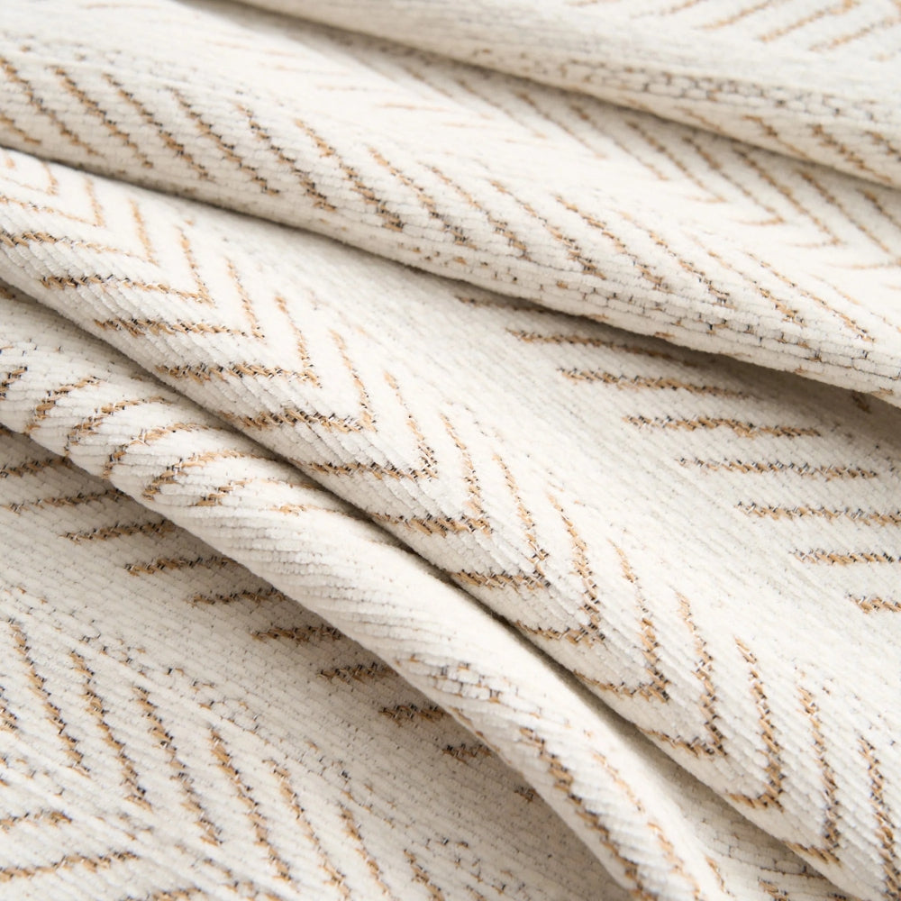 Herringbone Chenille Couch Cover with Tassel Trim